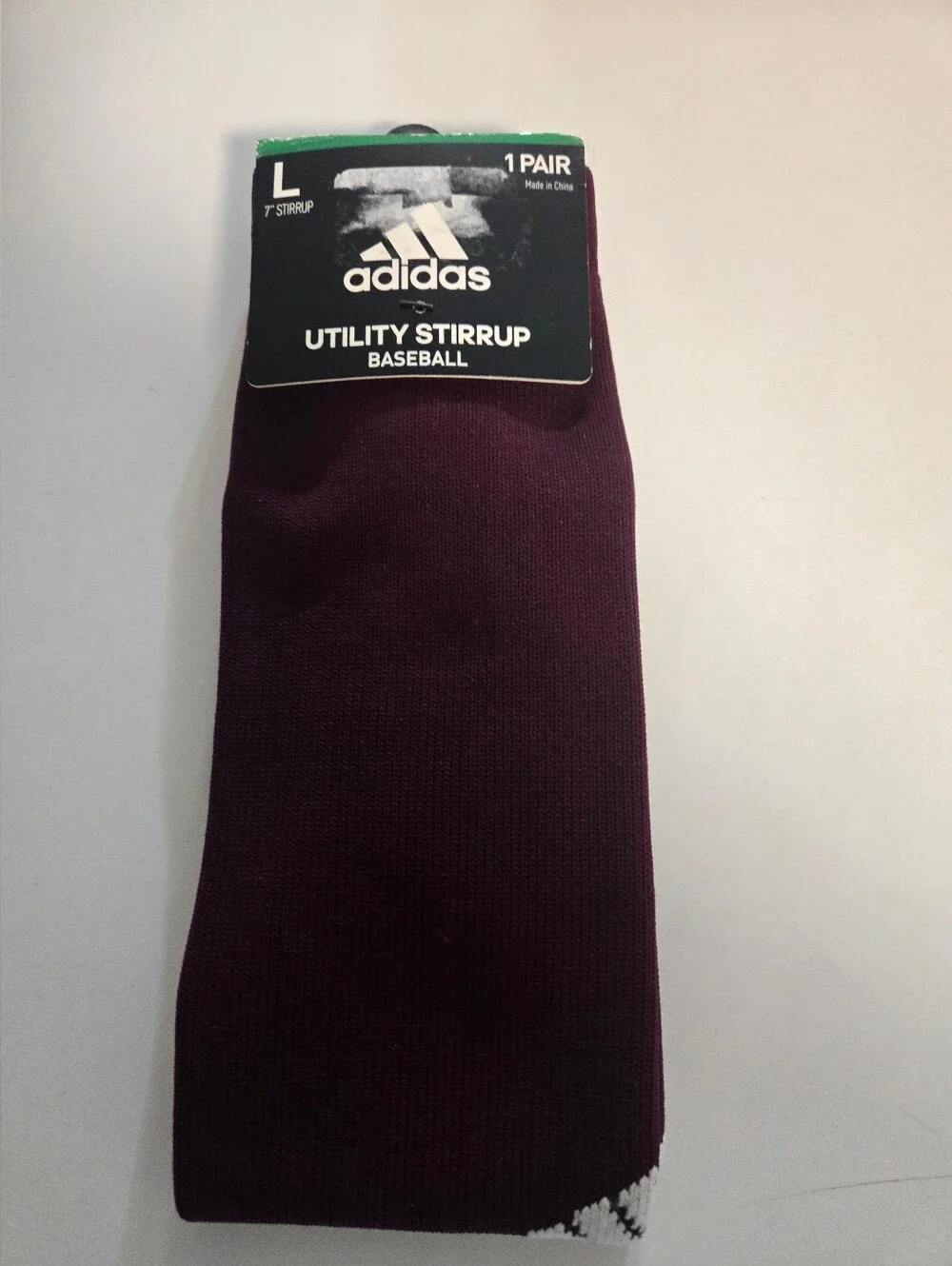 adidas Maroon Athletic Stirrup Socks with White Accents Sz L
